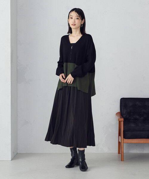 COMME CA ISM（コムサイズム）の「バイカラー ポンチョカーディガン（カーディガン/ボレロ・レディース・ブラック/ブラウン/アイボリー・FREE）」の9枚目の写真