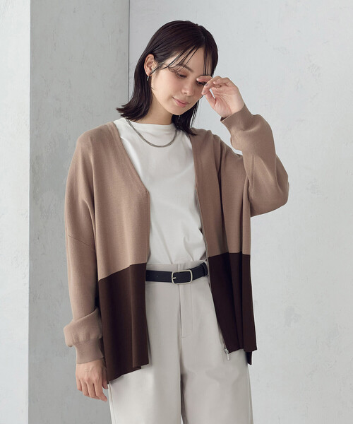 COMME CA ISM（コムサイズム）の「バイカラー ポンチョカーディガン（カーディガン/ボレロ・レディース・ブラック/ブラウン/アイボリー・FREE）」の13枚目の写真