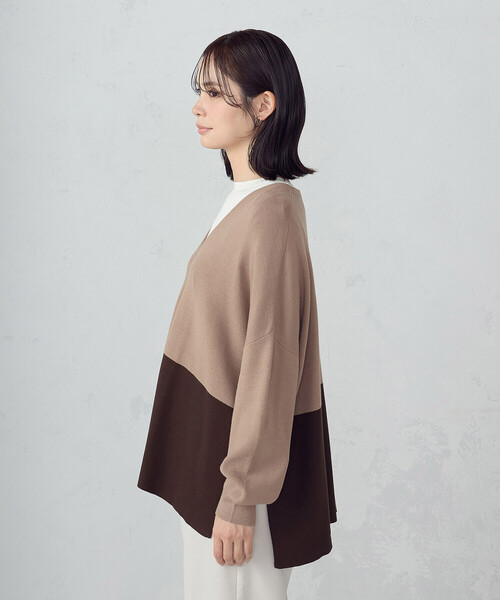 COMME CA ISM（コムサイズム）の「バイカラー ポンチョカーディガン（カーディガン/ボレロ・レディース・ブラック/ブラウン/アイボリー・FREE）」の15枚目の写真