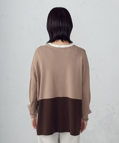 COMME CA ISM（コムサイズム）の「バイカラー ポンチョカーディガン（カーディガン/ボレロ・レディース・ブラック/ブラウン/アイボリー・FREE）」の16枚目の写真