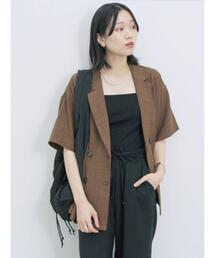 Samansa Mos2 blue | ◎ダブルボタンシャツジャケット(シャツ/ブラウス)