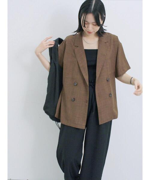 Samansa Mos2 blue（サマンサモスモスブルー）の「◎ダブルボタンシャツジャケット（シャツ/ブラウス・レディース・ブラック/キナリ/ブラウン・F）」の4枚目の写真