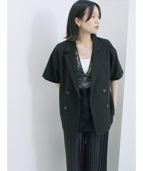 Samansa Mos2 blue（サマンサモスモスブルー）の「◎ダブルボタンシャツジャケット（シャツ/ブラウス・レディース・ブラック/キナリ/ブラウン・F）」の5枚目の写真