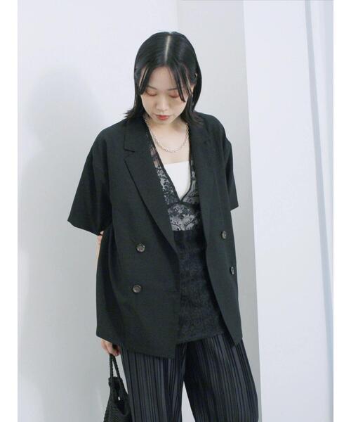 Samansa Mos2 blue（サマンサモスモスブルー）の「◎ダブルボタンシャツジャケット（シャツ/ブラウス・レディース・ブラック/キナリ/ブラウン・F）」の8枚目の写真