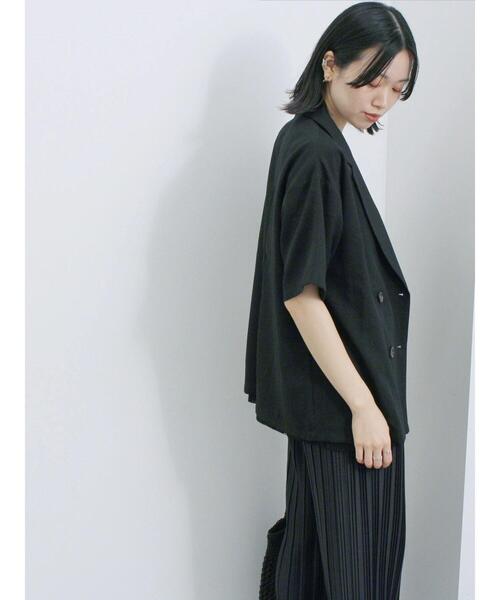 Samansa Mos2 blue（サマンサモスモスブルー）の「◎ダブルボタンシャツジャケット（シャツ/ブラウス・レディース・ブラック/キナリ/ブラウン・F）」の9枚目の写真