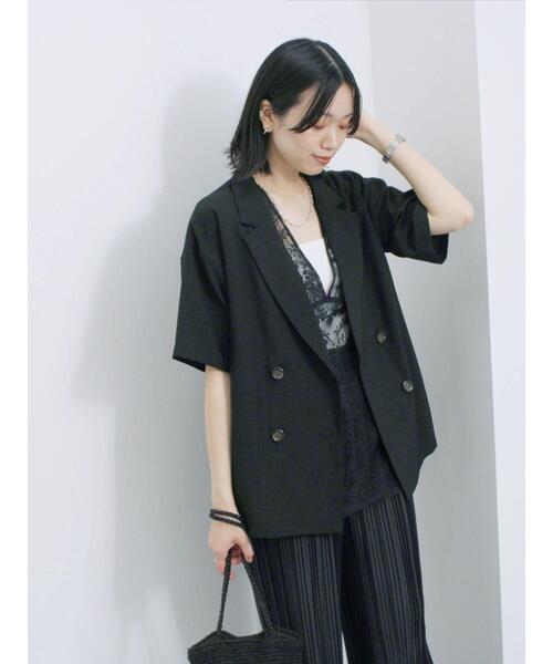 Samansa Mos2 blue（サマンサモスモスブルー）の「◎ダブルボタンシャツジャケット（シャツ/ブラウス・レディース・ブラック/キナリ/ブラウン・F）」の10枚目の写真