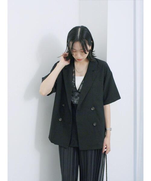 Samansa Mos2 blue（サマンサモスモスブルー）の「◎ダブルボタンシャツジャケット（シャツ/ブラウス・レディース・ブラック/キナリ/ブラウン・F）」の13枚目の写真