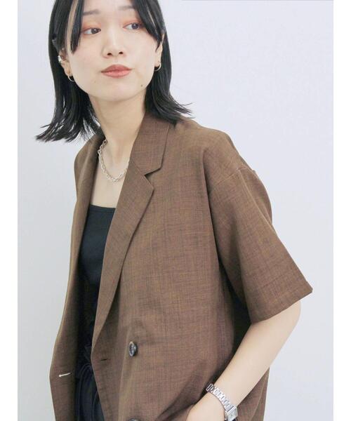 Samansa Mos2 blue（サマンサモスモスブルー）の「◎ダブルボタンシャツジャケット（シャツ/ブラウス・レディース・ブラック/キナリ/ブラウン・F）」の21枚目の写真