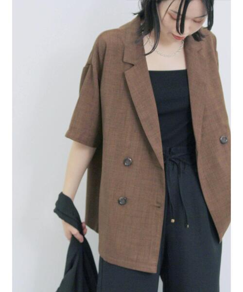 Samansa Mos2 blue（サマンサモスモスブルー）の「◎ダブルボタンシャツジャケット（シャツ/ブラウス・レディース・ブラック/キナリ/ブラウン・F）」の22枚目の写真