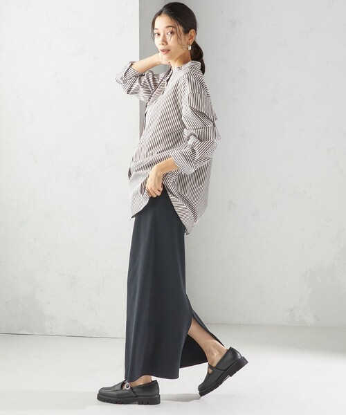 SHIPS(シップス)の「〈手洗い可能〉ストライプ フロント ヨーク スタンドカラー シャツ(シャツ/ブラウス・レディース・ブラウン系・ONE SIZE)」の4枚目の写真