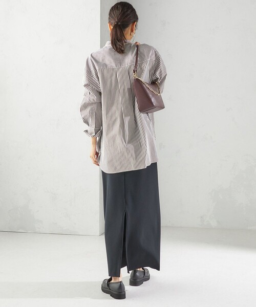 SHIPS(シップス)の「〈手洗い可能〉ストライプ フロント ヨーク スタンドカラー シャツ(シャツ/ブラウス・レディース・ブラウン系・ONE SIZE)」の5枚目の写真