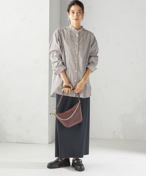 SHIPS(シップス)の「〈手洗い可能〉ストライプ フロント ヨーク スタンドカラー シャツ(シャツ/ブラウス・レディース・ブラウン系・ONE SIZE)」の7枚目の写真