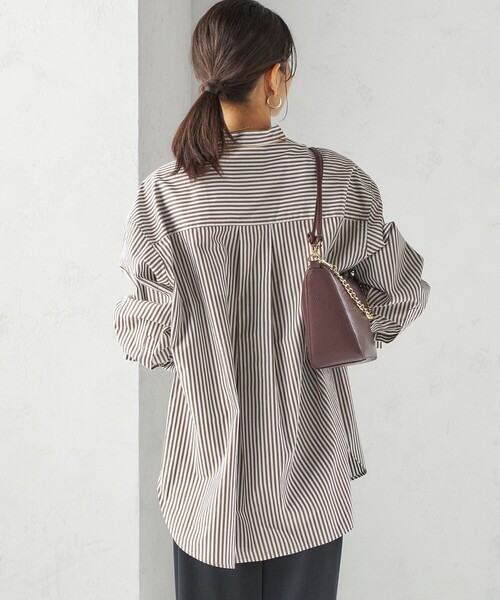 SHIPS(シップス)の「〈手洗い可能〉ストライプ フロント ヨーク スタンドカラー シャツ(シャツ/ブラウス・レディース・ブラウン系・ONE SIZE)」の10枚目の写真