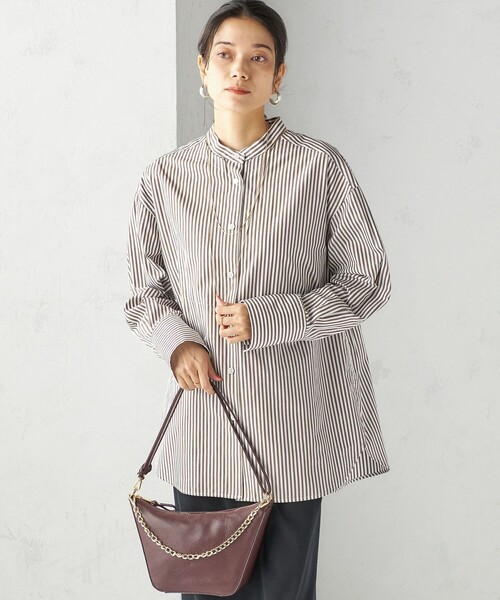 SHIPS(シップス)の「〈手洗い可能〉ストライプ フロント ヨーク スタンドカラー シャツ(シャツ/ブラウス・レディース・ブラウン系・ONE SIZE)」の13枚目の写真