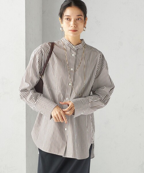 SHIPS(シップス)の「〈手洗い可能〉ストライプ フロント ヨーク スタンドカラー シャツ(シャツ/ブラウス・レディース・ブラウン系・ONE SIZE)」の15枚目の写真