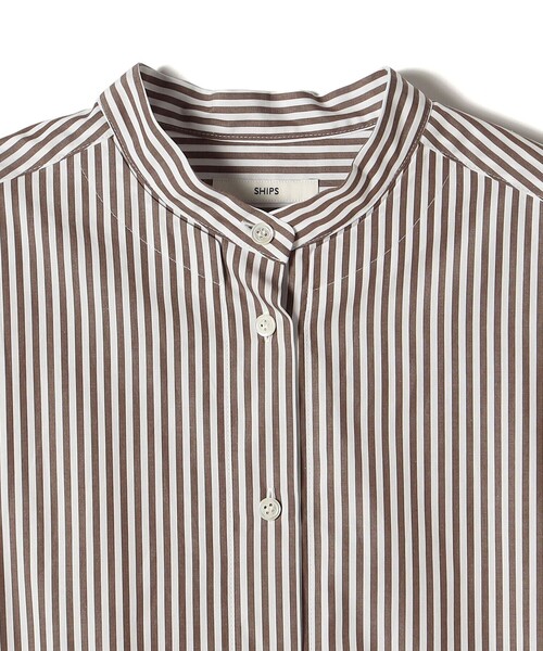 SHIPS(シップス)の「〈手洗い可能〉ストライプ フロント ヨーク スタンドカラー シャツ(シャツ/ブラウス・レディース・ブラウン系・ONE SIZE)」の20枚目の写真