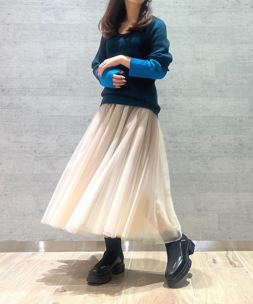 Q（キュー）の「厚底ニットブーツ（ブーツ・レディース・ブラック/アイボリー・23.5/24.5）」の16枚目の写真