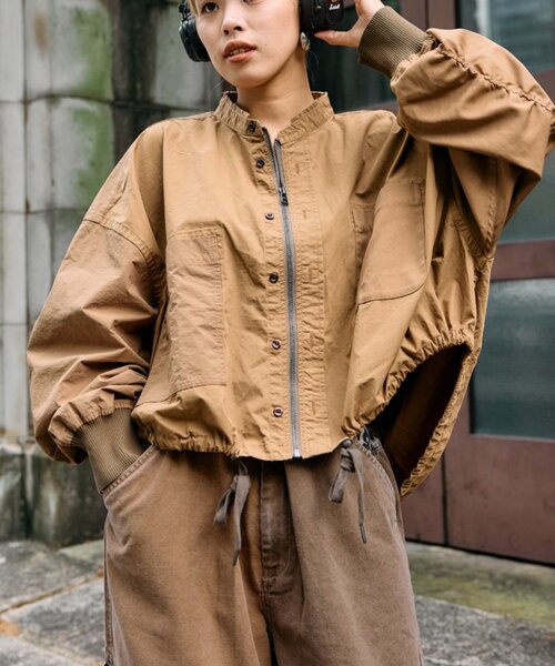 etsinta（エシンタ）の「【etsinta／エシンタ】リメイクドロストシャツブルゾン（ブルゾン・レディース・キャメル/ブラック/カーキ・ONE SIZE）」の3枚目の写真