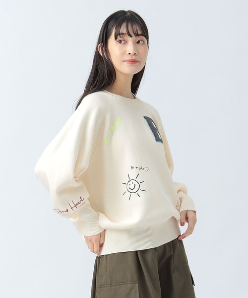 BTS ビーティーエス　刺繍　ニット　セーター スウェットライク ロゴ刺繍 ニット（ニット/セーター）｜BEAMS HEART