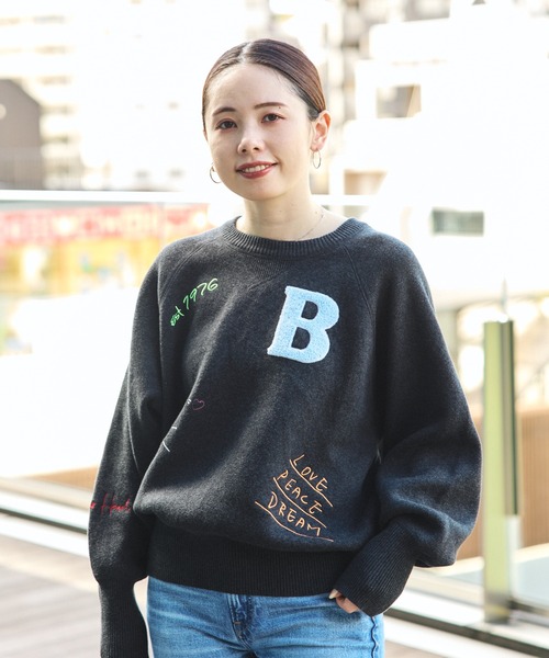 スウェットライク ロゴ刺繍 ニット（ニット/セーター）｜BEAMS HEART