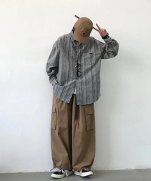 REBALANCE（リバランス）の「メンズヴィンテージ風ストライプシャツ（シャツ/ブラウス）」