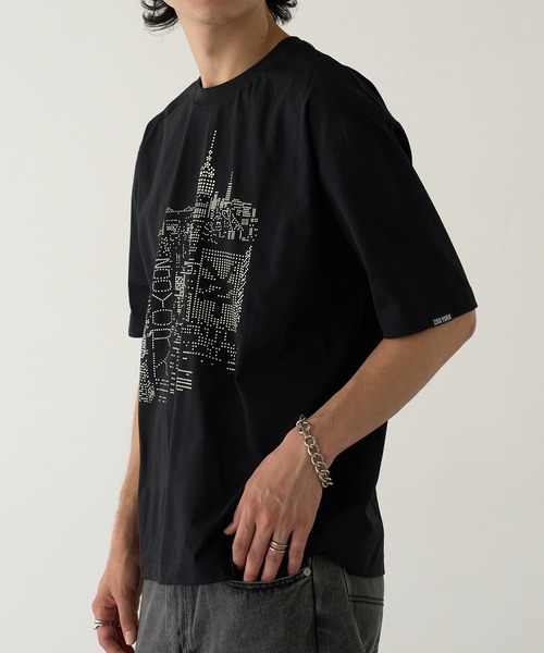 ZOO YORK(ズーヨーク)の「【ZOO YORK】ドットプリント 短丈Tシャツ Z2507(Tシャツ/カットソー・メンズ・ホワイト/ブラック・M/L)」の2枚目の写真