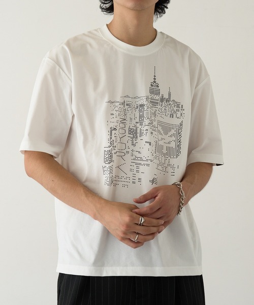 ZOO YORK(ズーヨーク)の「【ZOO YORK】ドットプリント 短丈Tシャツ Z2507(Tシャツ/カットソー・メンズ・ホワイト/ブラック・M/L)」の3枚目の写真