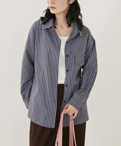 オーバーサイズギンガムチェックシャツ（シャツ/ブラウス）｜MERLOT