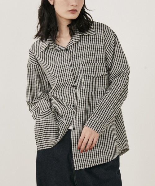 オーバーサイズギンガムチェックシャツ（シャツ/ブラウス）｜MERLOT