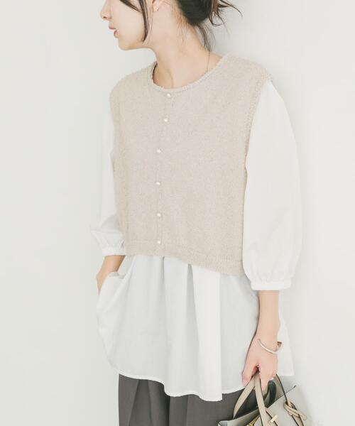 ITEMS URBANRESEARCH（アイテムズ アーバンリサーチ）の「ニットドッキングチュニック（チュニック・レディース・グレー系その他/ブラック・FREE）」の3枚目の写真