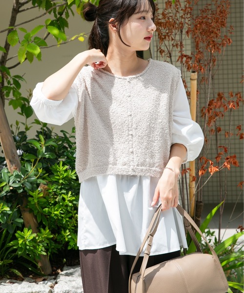 ITEMS URBANRESEARCH(アイテムズ アーバンリサーチ)の「ニットドッキングチュニック(チュニック・レディース・グレー系その他/ブラック・FREE)」の4枚目の写真