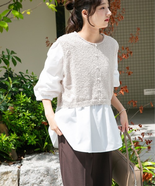 ITEMS URBANRESEARCH(アイテムズ アーバンリサーチ)の「ニットドッキングチュニック(チュニック・レディース・グレー系その他/ブラック・FREE)」の5枚目の写真