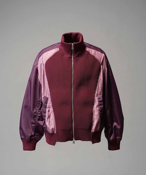 レザーニットコンビドライバーズニットジャケットFALCONERI レザーニットコンビドライバーズニットジャケットFALCONERI