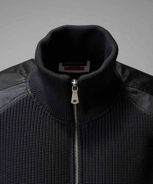MAISON SPECIAL（メゾンスペシャル）の「《UNISEX》Knit Combination Prime-Over Drivers Knit Blouson/ニットコンビプライムオーバードライバーズニットブルゾン【MAISON SPECIAL/メゾンスペシャル】（ニット/セーター・メンズ・シルバー/ブラック/バーガンディー・0/1/2）」の8枚目の写真