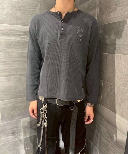 FREE DEE（フリー ディー）の「A'GEM/9 × .kom 『FREE DEE/フリーディー』 ワッフルクロスヘンリーネック長袖Ｔシャツ（Tシャツ/カットソー・メンズ・チャコールグレー/ブラック・M）」の18枚目の写真