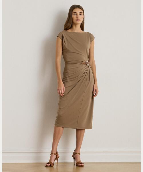 美品✨️　ラルフローレン　プラッド クリンクル ジョーゼット タイネック ドレス 美品✨️ ラルフローレン プラッド クリンクル ジョーゼット