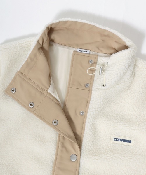 CONVERSE（コンバース）の「CONVERSE white（コンバース ホワイト）ボアフリース スタンドネックジャケットベスト レディース（ブルゾン・レディース・ピンク/ブラック/モカ/アイボリー・M/L）」の21枚目の写真