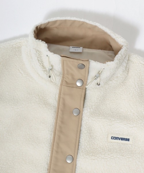 CONVERSE（コンバース）の「CONVERSE white（コンバース ホワイト）ボアフリース スタンドネックジャケットベスト レディース（ブルゾン・レディース・ピンク/ブラック/モカ/アイボリー・M/L）」の20枚目の写真