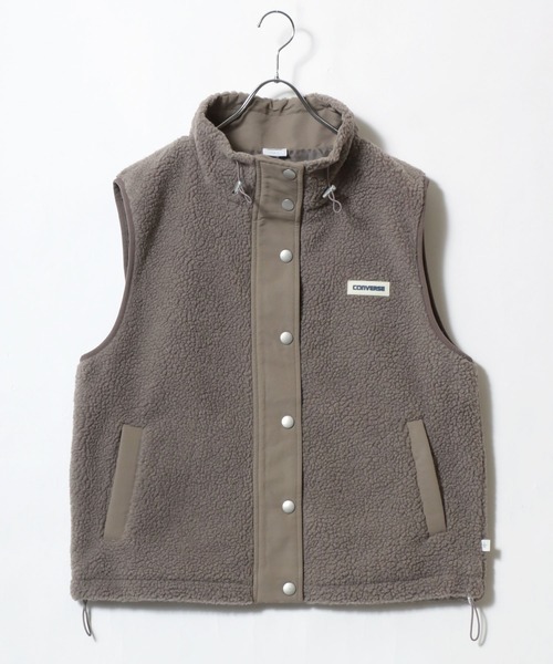 CONVERSE（コンバース）の「CONVERSE white（コンバース ホワイト）ボアフリース スタンドネックジャケットベスト レディース（ブルゾン・レディース・ピンク/ブラック/モカ/アイボリー・M/L）」の11枚目の写真