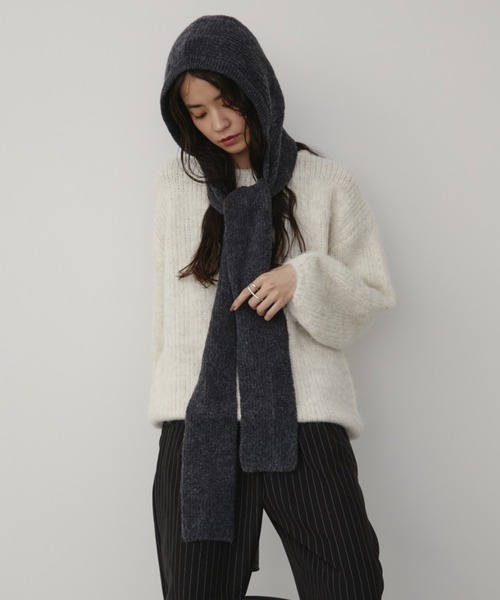 Aunt Marie's（アントマリーズ）の「フード付きニットマフラー（マフラー・レディース・アイボリー/ブルー/チャコールグレー・FREE）」の15枚目の写真