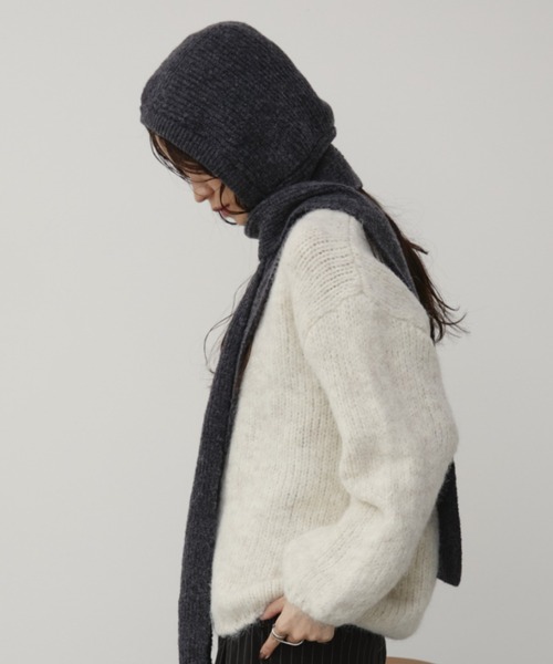 Aunt Marie's（アントマリーズ）の「フード付きニットマフラー（マフラー・レディース・アイボリー/ブルー/チャコールグレー・FREE）」の18枚目の写真