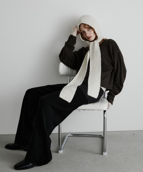 Aunt Marie's（アントマリーズ）の「フード付きニットマフラー（マフラー・レディース・アイボリー/ブルー/チャコールグレー・FREE）」の10枚目の写真