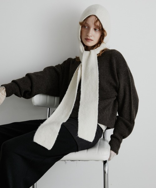 Aunt Marie's（アントマリーズ）の「フード付きニットマフラー（マフラー・レディース・アイボリー/ブルー/チャコールグレー・FREE）」の11枚目の写真