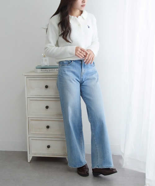 U.S. POLO ASSN.(ユーエスポロアッスン)の「【U.S. POLO ASSN.】Classical クラシカルふわふわシャギーニットポロセーター ワンポイントロゴ刺繍(ニット/セーター・レディース・グレー/アイボリー/レッド/ブラック/ネイビー・L/M)」の22枚目の写真