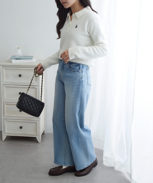 U.S. POLO ASSN.(ユーエスポロアッスン)の「【U.S. POLO ASSN.】Classical クラシカルふわふわシャギーニットポロセーター ワンポイントロゴ刺繍(ニット/セーター・レディース・グレー/アイボリー/レッド/ブラック/ネイビー・L/M)」の21枚目の写真