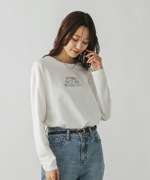 GLOBAL WORK(グローバルワーク)の「リッチクリーンプリントロンT/580930(Tシャツ/カットソー・レディース・ホワイト系7/ホワイト系8/ホワイト系5/ホワイト系6・SMALL/MEDIUM/LARGE)」の11枚目の写真