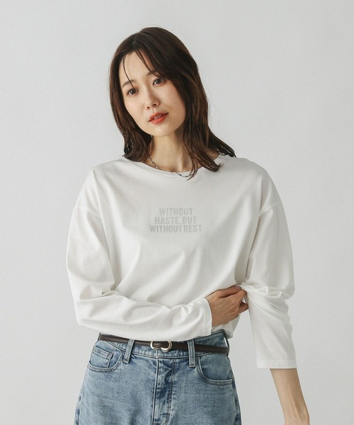 GLOBAL WORK(グローバルワーク)の「リッチクリーンプリントロンT/580930(Tシャツ/カットソー・レディース・ホワイト系7/ホワイト系8/ホワイト系5/ホワイト系6・SMALL/MEDIUM/LARGE)」の12枚目の写真