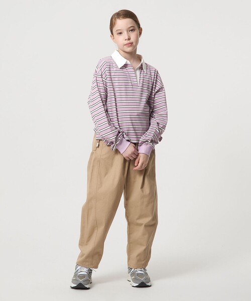 green label relaxing（グリーンレーベルリラクシング）の「ラガーシャツ（ボーダー） / キッズ  120cm-160cm（ポロシャツ・キッズ・ライラック・120cm/140cm/150cm/130cm/160cm）」の6枚目の写真