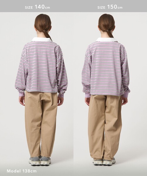 green label relaxing（グリーンレーベルリラクシング）の「ラガーシャツ（ボーダー） / キッズ  120cm-160cm（ポロシャツ・キッズ・ライラック・120cm/140cm/150cm/130cm/160cm）」の9枚目の写真