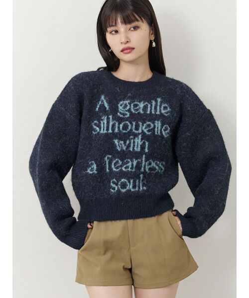 MURUA（ムルーア）の「フレーズカラーロゴニット（ニット/セーター・レディース・アイボリー/ブラック/ピンク/ネイビー・FREE）」の3枚目の写真